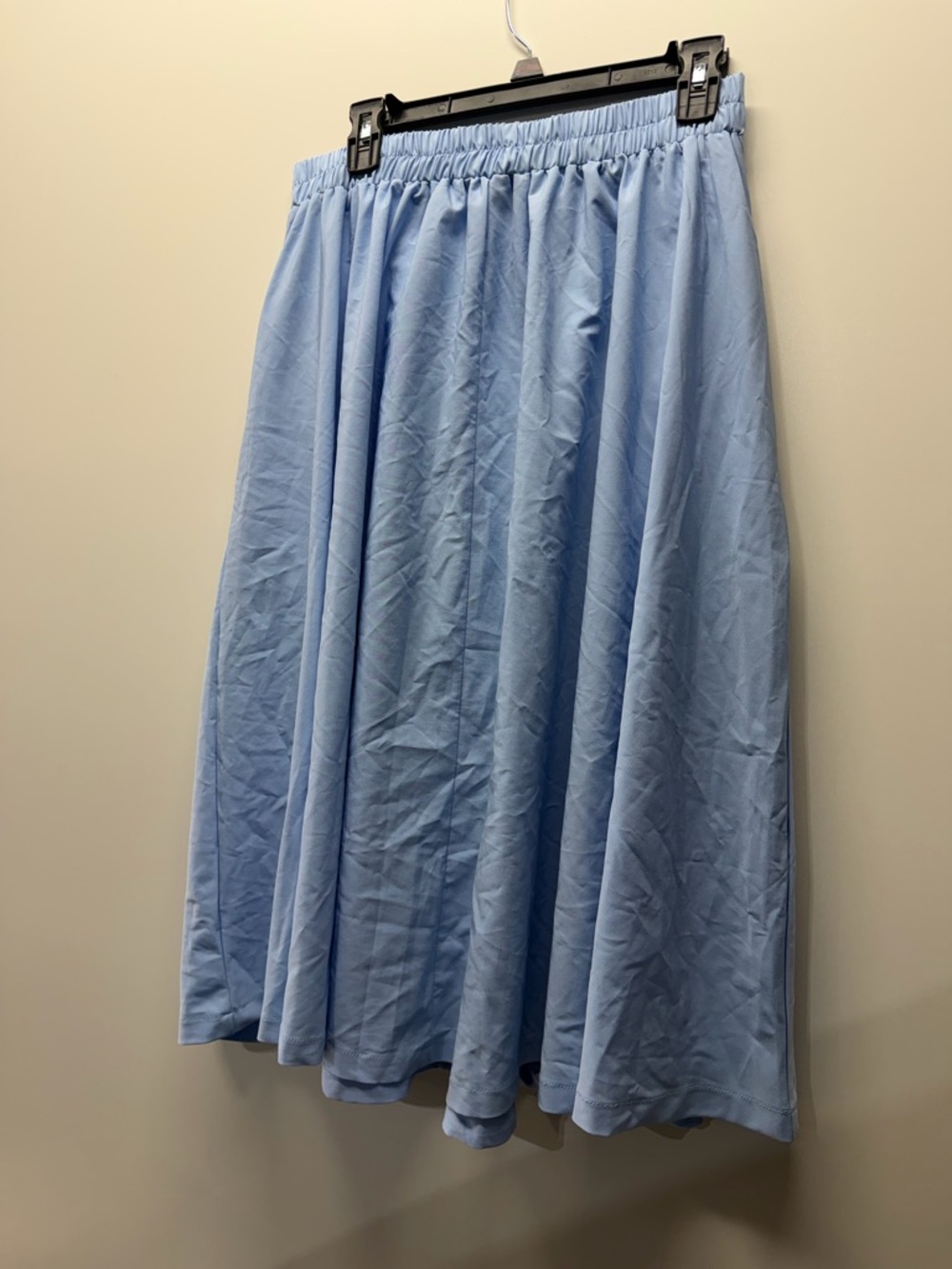 Light Blue Elastic-Waist A-Line Skirt